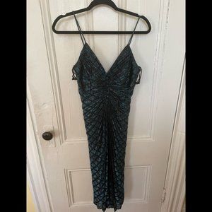 Vintage 80s Glittery Navy Rainbow Dress